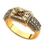 Anel de Confraria em Ouro Amarelo 18k e Diamantes, 12mm
