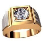 Anel de Confraria em Ouro Amarelo & Branco 18k com Diamantes, 16mm