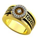Anel de Confraria em Ouro Amarelo 18k e Diamantes, 12mm