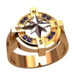 Anel de Confraria em Ouro Amarelo 18k com Safira, 18mm