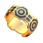 Anel de Confraria em Ouro Amarelo 18k  e Diamantes, 12mm