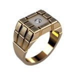 Anel de Confraria em Ouro Amarelo 18k e Diamante, 15mm