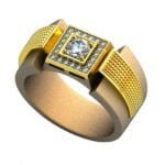 Anel de Confraria em Ouro Amarelo 18k e Diamantes, 15mm