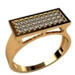 Anel de Confraria em Ouro Amarelo 18k e Diamantes, 10mm