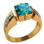 Anel de Formatura em Ouro Amarelo 18k com Topázio e Diamantes, 10mm