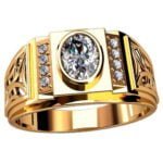 Anel Confraria Ouro Amarelo 14mm 18k e Diamantes, 14mm