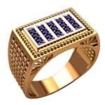 Anel de Confraria em Ouro Amarelo 18k com Safira, 12mm