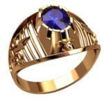 Anel de Confraria em Ouro Amarelo 18k com Safira, 14mm