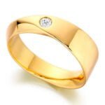 Aliança em Ouro Amarelo 18k e Diamante, 5mm