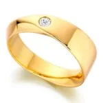 Aliança em Ouro Amarelo 18k e Diamante, 5mm