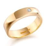 Aliança em Ouro Amarelo 18k e Diamante, 4mm