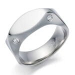 Anel em Ouro Branco 18k e Diamantes, 4,5mm