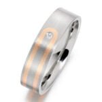 Anel em Ouro Branco 18k e Diamante, 4mm