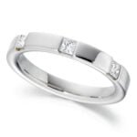 Anel em Ouro Branco 18k e Diamantes, 3mm