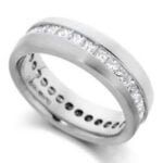 Anel em Ouro Branco 18k e Diamantes, 5mm