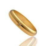 Aliança em Ouro Amarelo 18k e Diamante, 5mm