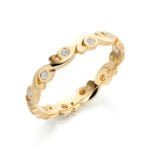 Anel em Ouro Amarelo 18k e Diamantes, 3mm