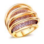 Anel em Ouro Amarelo 18k e Diamantes, 20mm