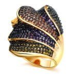 Anel em Ouro Amarelo 18k com Citrino, Ametista e Granada, 25mm