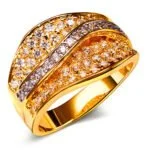 Anel em Ouro Amarelo 18k e Diamantes, 18mm