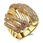 Anel em Ouro Amarelo 18k e Diamantes, 25mm