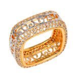 Anel em Ouro Amarelo & Branco 18k com Diamantes, 5mm