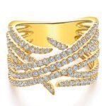 Anel em Ouro Amarelo 18k e Diamantes, 20mm