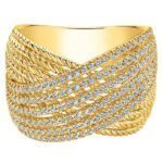 Anel em Ouro Amarelo 18k e Diamantes, 20mm