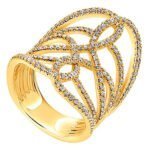 Anel em Ouro Amarelo 18k e Dimantes, 25mm