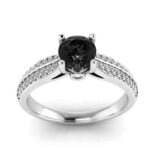 Anel em Ouro Branco 18k com Mourion Preto e Diamantes, 3,5mm