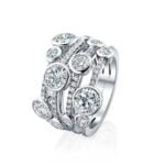 Anel em Ouro Branco 18k e Diamantes, 10mm