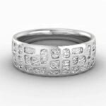 Anel em Ouro Branco 18k e Diamantes, 6mm