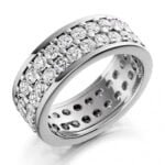 Anel em Ouro Branco 18k e Diamantes, 6mm