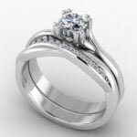 Anel em Ouro Branco 18k e Diamantes, 4mm