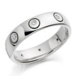 Anel em Ouro Branco 18k e  Diamantes, 4mm