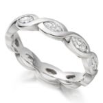 Anel em Ouro Branco 18k e Diamantes, 4mm