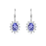 Brincos em Ouro Branco 18k com Ametista e Diamantes