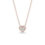Colar Coração em Ouro Rosa 18k com Pingente e Diamantes