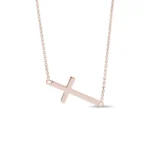 Colar Cruz em Ouro Rosa 18k e Diamante
