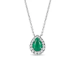 Colar em Ouro Branco 18k com Esmeralda e Diamantes