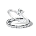 Conjunto de Anéis em Ouro Branco 18k e Diamantes