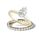 Conjunto de Anéis em Ouro Amarelo 18k e Diamantes