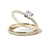 Conjunto de Anéis em Ouro Amarelo 18k e Diamantes