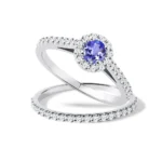 Conjunto de Anéis em Ouro Branco 18k com Ametista e Diamantes