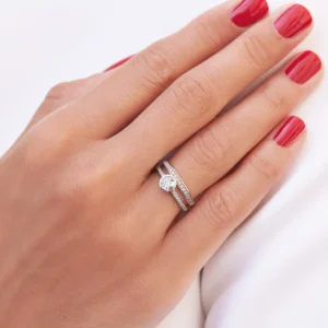 Conjunto de Anéis em Ouro Branco 18k e Diamantes - Imagem 3