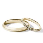 Par de Aliança em Ouro Amarelo 18k e Diamantes