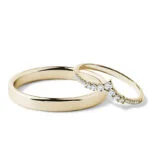 Par de Aliança em Ouro Amarelo 18k e Diamantes