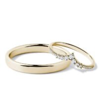 Par de Aliança em Ouro Amarelo 18k e Diamantes