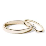 Par de Aliança em Ouro Amarelo 18k e Diamantes
