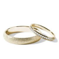 Par de Aliança em Ouro Amarelo 18k e Diamantes